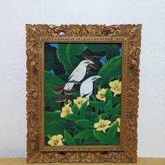 バリ絵画 No.3　ブンゴセカン　バリ　伝統　自然　鳥　自然