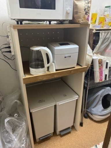 【交渉中】ニトリ レンジ台 ゴミ箱2個とセット