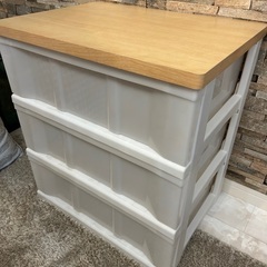 衣装ケース　3段　木目　ウッドトップの画像