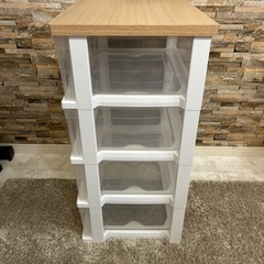 衣装ケース　4段　木目　ウッドトップの画像