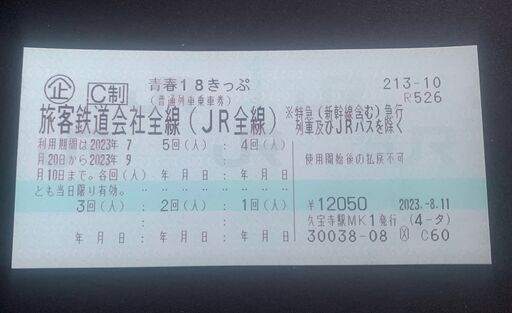 青春18きっぷ 4回分