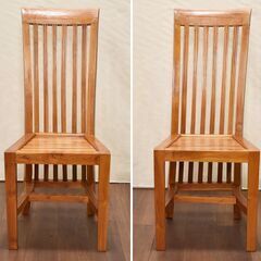 【ヤ取終了3/6】≪zyt1102ジ≫ ハイバック ダイニングチェア 2脚セットB チーク材？ アンティーク調/ビンテージ 東南アジア/リゾート家具 50719-03の画像