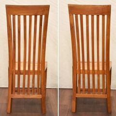 【ヤ取終了3/6】≪zyt1102ジ≫ ハイバック ダイニングチェア 2脚セットB チーク材？ アンティーク調/ビンテージ 東南アジア/リゾート家具 50719-03の画像