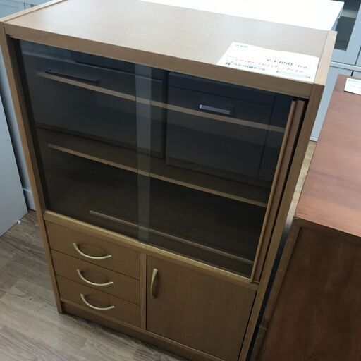 ★ジモティ割あり★  食器棚 ナチュラル H90×W59×D30 クリーニング済み KJ2576