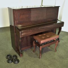 【処8/11】≪yt783ジ≫ GRATIAE/グラチア アップライトピアノ PU-120WSC 椅子付属 猫脚/猫足 PACO PIANO/パコ リペアベース/現状品 50805-03の画像