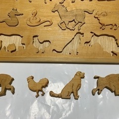 十二支　木工パズル　動物　木製額緑の画像