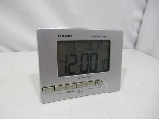 1ヶ月保証/置き時計/置時計/電波時計/温度計/デジタル/カレンダー/アラーム/カシオ/CASIO/DQD-80J/中古品/J5758/