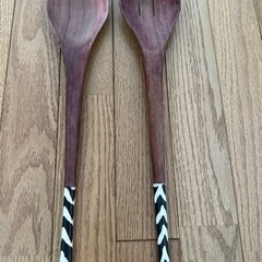 タンザニアで購入、サラダサーバー、調理用スプーン