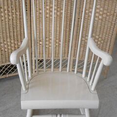 飛騨家具 キツツキマーク ロッキングチェア 白 ウィンザーチェア 木製