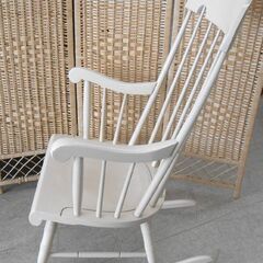 飛騨家具 キツツキマーク ロッキングチェア 白 ウィンザーチェア 木製