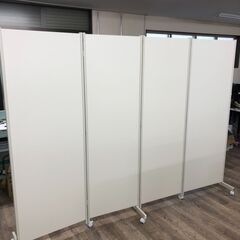 10/8終 キャスター付きパーテーション 4連 W245×D40×H180cm 白 ホワイト ②