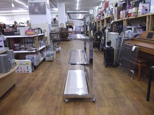 店舗什器  棚可動式 キャスター付き 壁面 陳列棚 幅1200×奥行475×高さ1385mm 店舗用 業務用 スチール製 札幌市 厚別