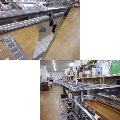 店舗什器  棚可動式 キャスター付き 壁面 陳列棚 幅1200×奥行475×高さ1385mm 店舗用 業務用 スチール製 札幌市 厚別