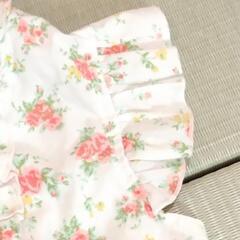 95cmかわいいバラのフリルの薄手シャツ お花ボタンの画像