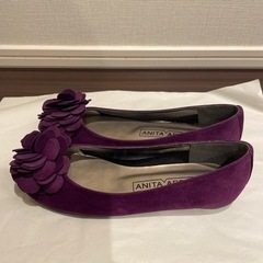 お花の付いたバレエシューズ　パープルの画像