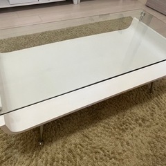 ガラストップセンターテーブル　ローテブル　ホワイトの画像