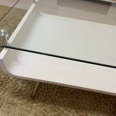 ガラストップセンターテーブル　ローテブル　ホワイトの画像
