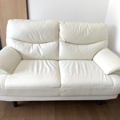 二人用合皮ソファ(Nシールドキャッツ3 Ⅳ アイボリー）