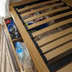 無印良品　ベッドフレーム（シングル・オーク材）＋ベッドフレーム下収納（オーク材・高さ２５ｃｍタイプ）の画像