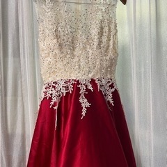 ロングドレス[ワインレッドL]の画像