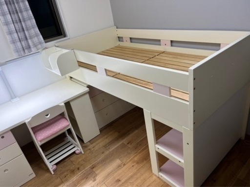 コイズミ　システムベッド　学習机　収納　女の子