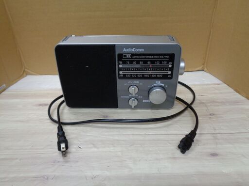 オーム電機 OHM AudioComm ワイドFM AM/FMポータブルラジオ RAD-F770Z-H グレー AudioComm ラジオ　乾電池対応