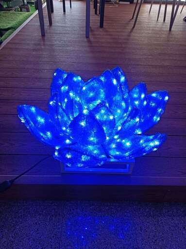 ③再値下げ【処分価格】新品　LED造形　ハスの花　ブルー　インテリア　H25cm