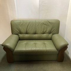カリモク karimoku 2Pソファ グリーン色 レザー