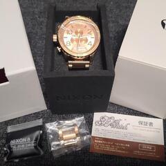 売約済み☆未使用、動作OK希少フィルム付★参考価格¥70400　驚異の300m防水 NIXON 腕時計 51-30 CHRONO クロノグラフ オールローズゴールド★