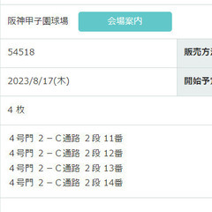 高校野球　8/17(木)　履正社×仙台育英他３試合　観戦チケット...