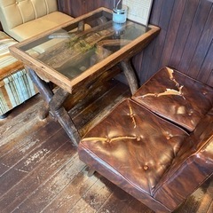 アジアン家具ガラステーブル