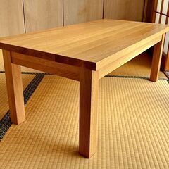 【絶版】無印良品 無垢材ローテーブル・オーク材 （引き出し付き）の画像