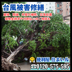 【台風被害の修繕、応急処置】お見積り無料!!分割払いもご相談可