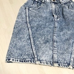 美品 女の子 デニムスカート ウエスト 平置き採寸 約30cm 丈 約52cmの画像