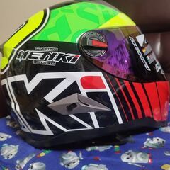 新品　未使用　NENKI　バイク用　ヘルメット　サイズM　ライムグリーン　イエロー　レッド　ブラックの画像