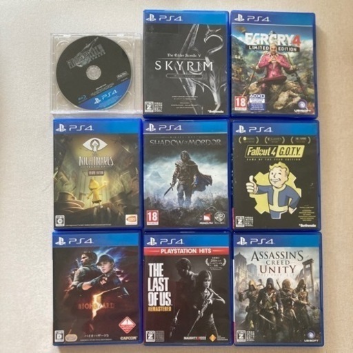 PS4本体、FF7/スカイリム/バイオハザード含ソフト9本付