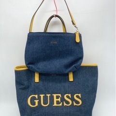 値下げ↓中古■デニムトートバッグ■GUESS■ポーチ付き