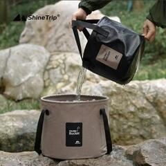 本日限定値下げ！新品未使用品❤️アウトドアに最適☆災害時にも！折り畳みバケツ　20L　PVC素材　軽量　ベージュの画像
