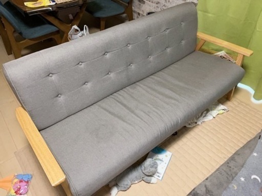 3人掛けソファ　天然木レトロ