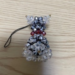 ハンドメイド 犬 ビーズ キーホルダーの画像