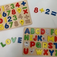 知育　木製パズル　数字&アルファベット