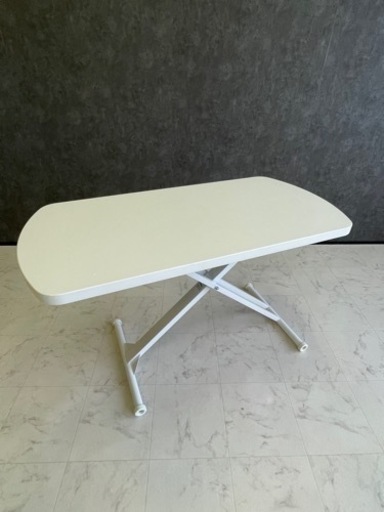 昇降　テーブル　白　ホワイト　ダイニング　センター