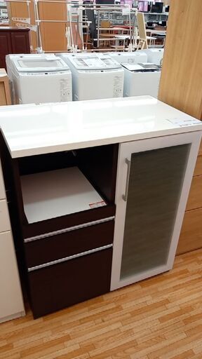★ジモティ割あり★ ニトリ レンジ台 ホワイト×ブラウン H101×D51×W88.5 クリーニング済み YJ435