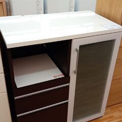 ★ジモティ割あり★ ニトリ レンジ台 ホワイト×ブラウン H101×D51×W88.5 クリーニング済み YJ435