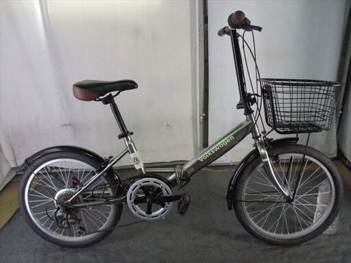 C984　★12000円★　折りたたみ中古自転車【 volkswagwn シルバー　20インチ　かご付き 】