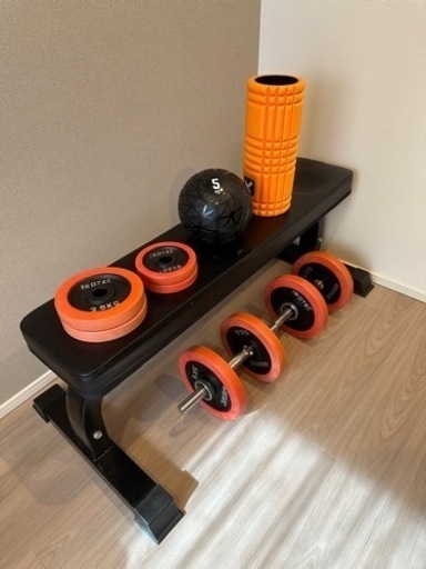 最終値下　締切間近※追記あり　トレーニング機器セット売り　可変式ダンベル40kg+ベンチプレス台+ストレッチポール+メディシンボール