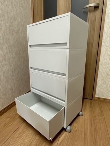 【無印良品】ポリプロピレンケース・ホワイトグレー4点セットキャスター付き美品