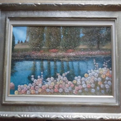 クロード・モネ　手渡し限定　油絵　”Landscape ” 　変形サイズ　オルセー・ラベル付き