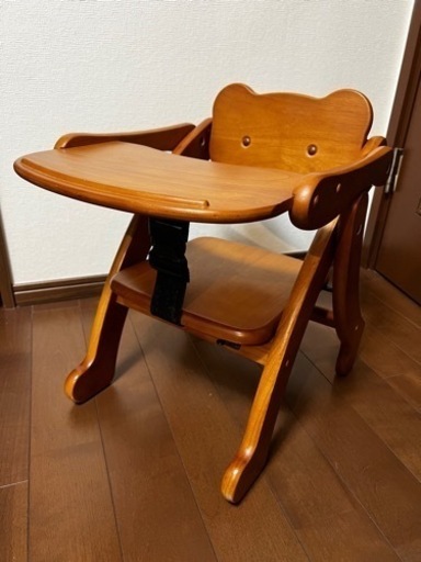 美品  大和屋  ベビーチェア  テーブル付き ライトブラウン