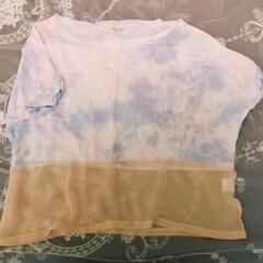 ピンクブルー雲柄Tシャツ